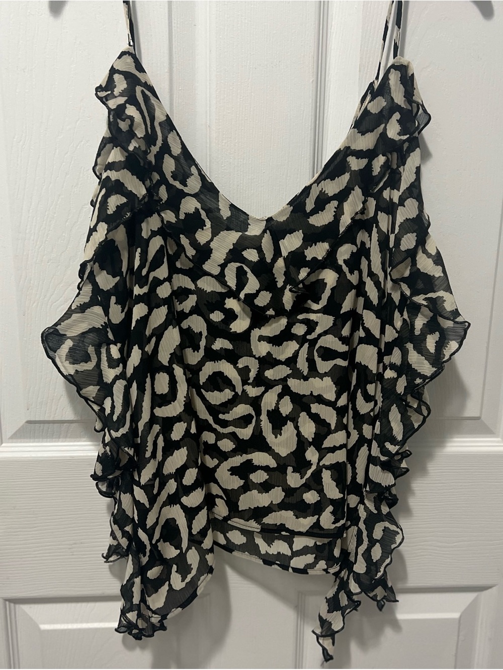 ZARA RUFFLED ANIMAL PRINT TOP - Picture 3 of 6